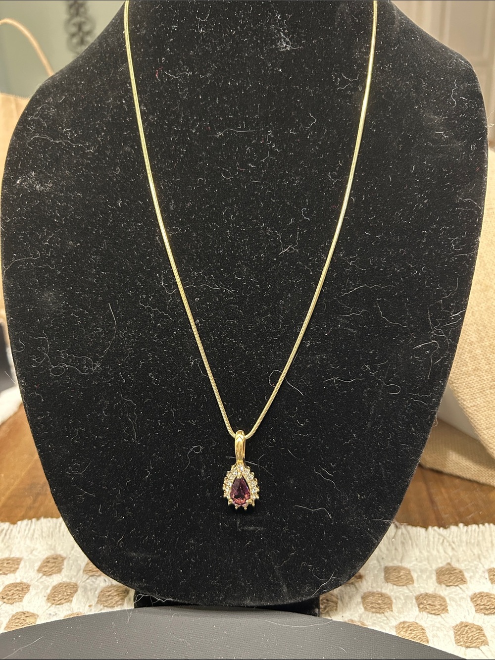 Roma Gold-Tone Necklace with Purple Teardrop and Clear Accents
